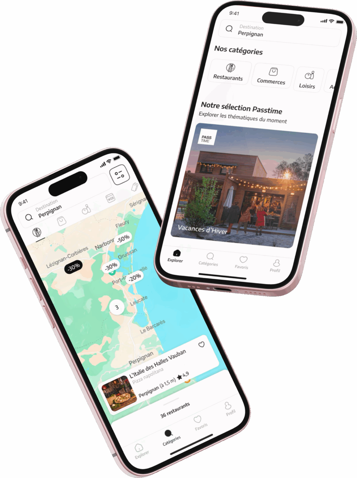 L'application Passtime sur deux téléphones